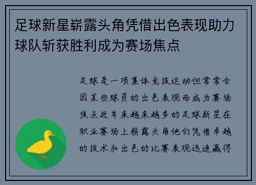 足球新星崭露头角凭借出色表现助力球队斩获胜利成为赛场焦点