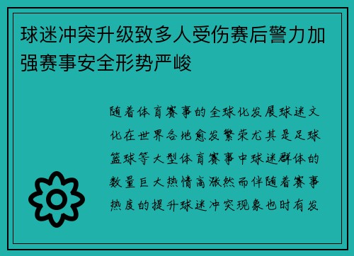 球迷冲突升级致多人受伤赛后警力加强赛事安全形势严峻